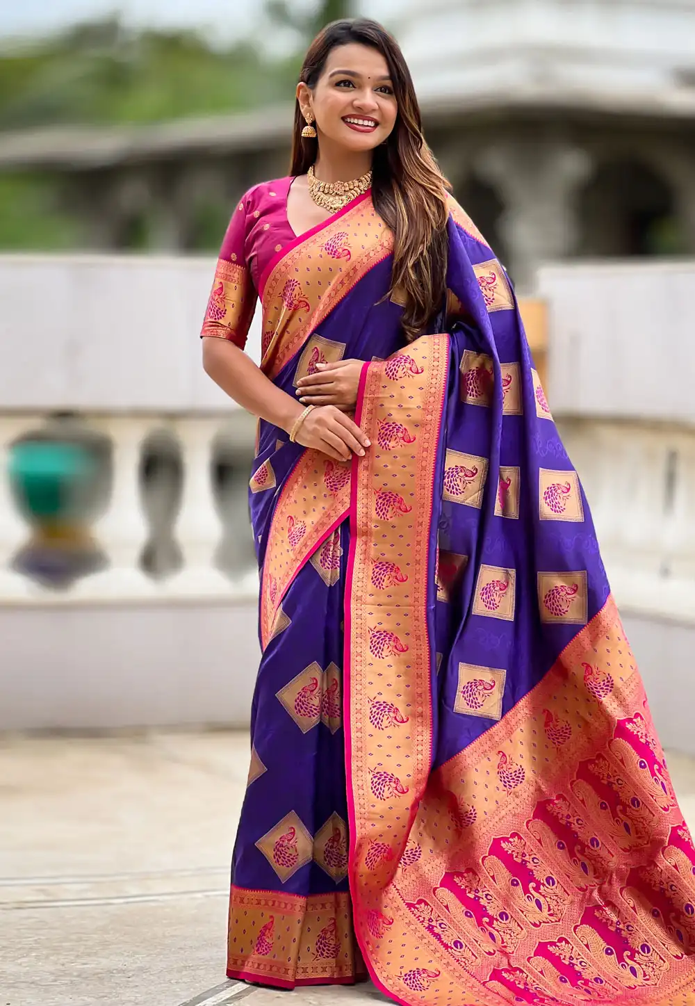 Violet Banarasi Silk Saree 315350