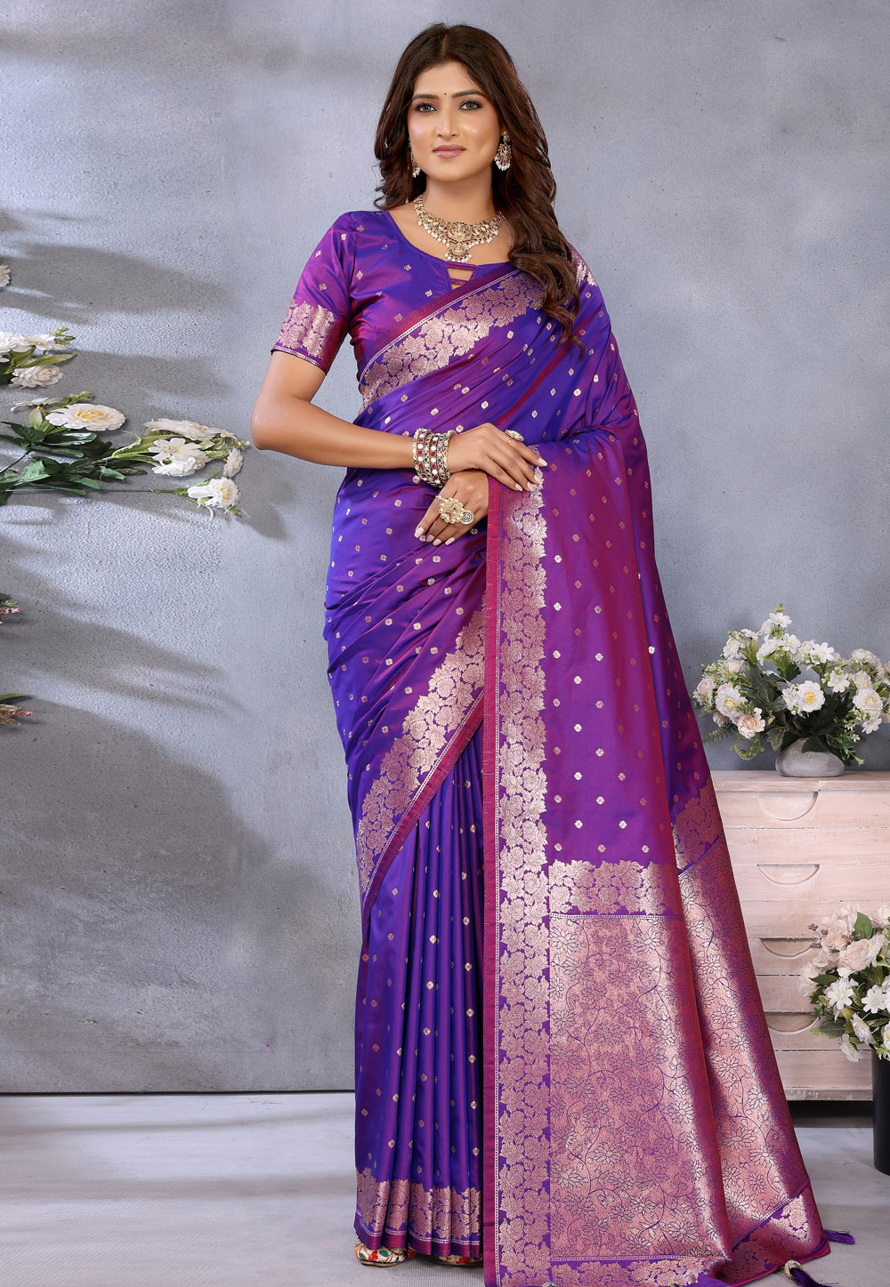 Violet Banarasi Silk Saree 311776