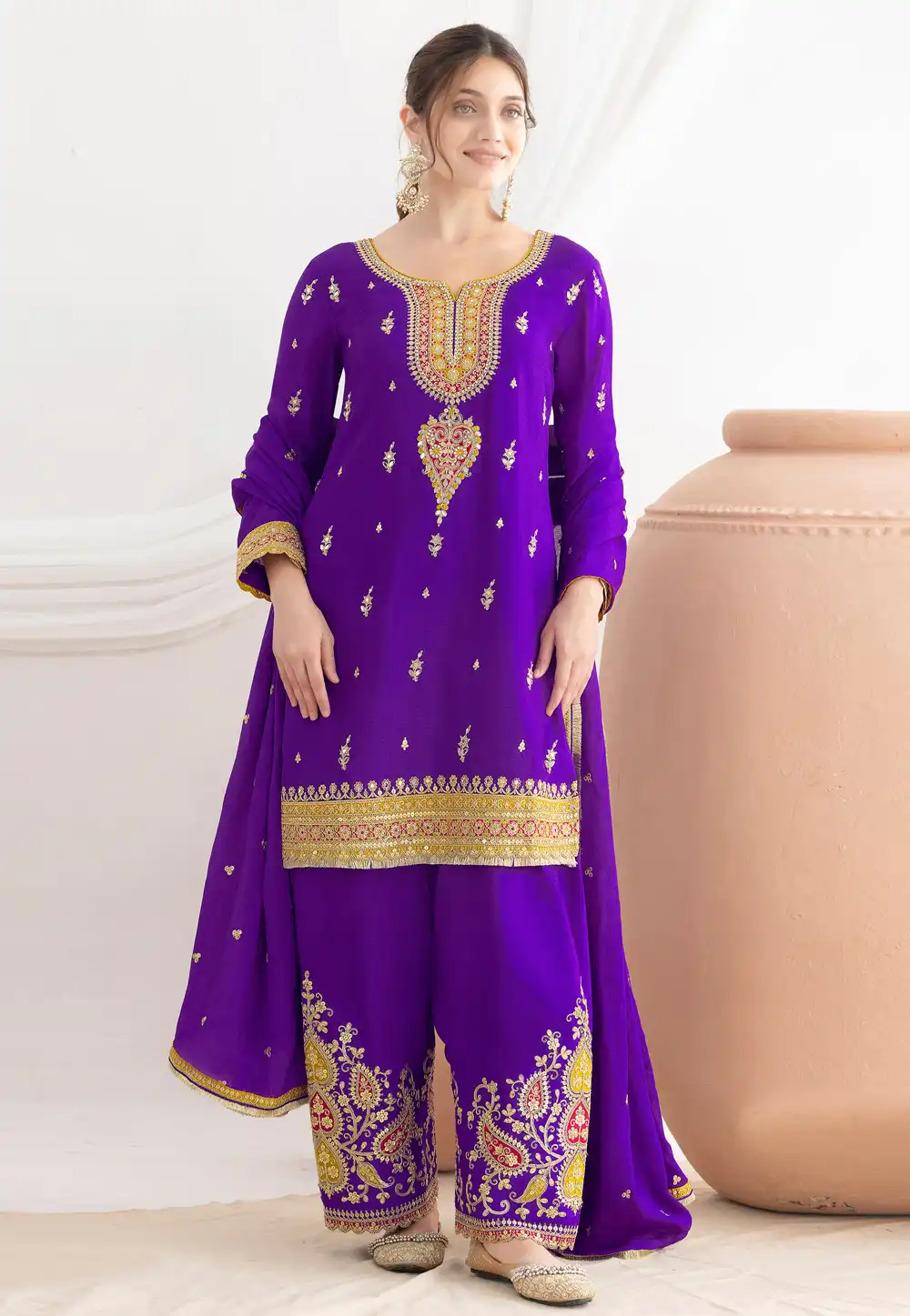 Violet Chinon Palazzo Suit 315650