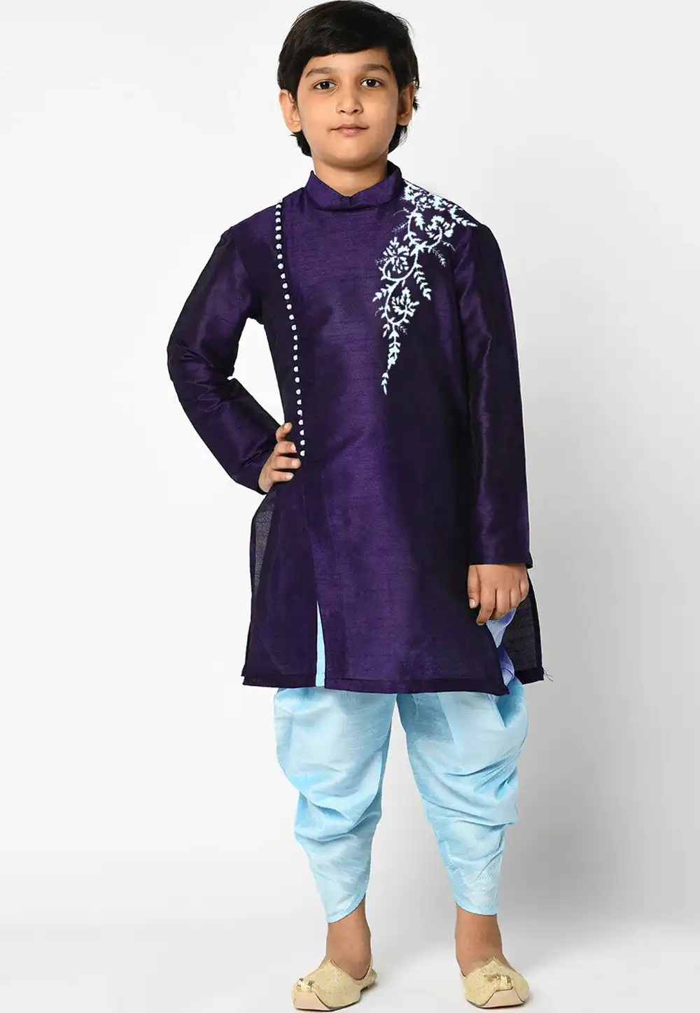 Violet Dupion Silk Kids Dhoti Kurta 316873