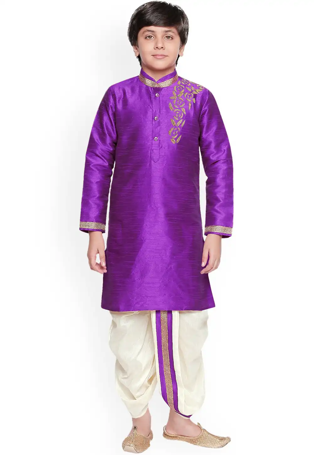 Violet Dupion Silk Kids Dhoti Kurta 316879