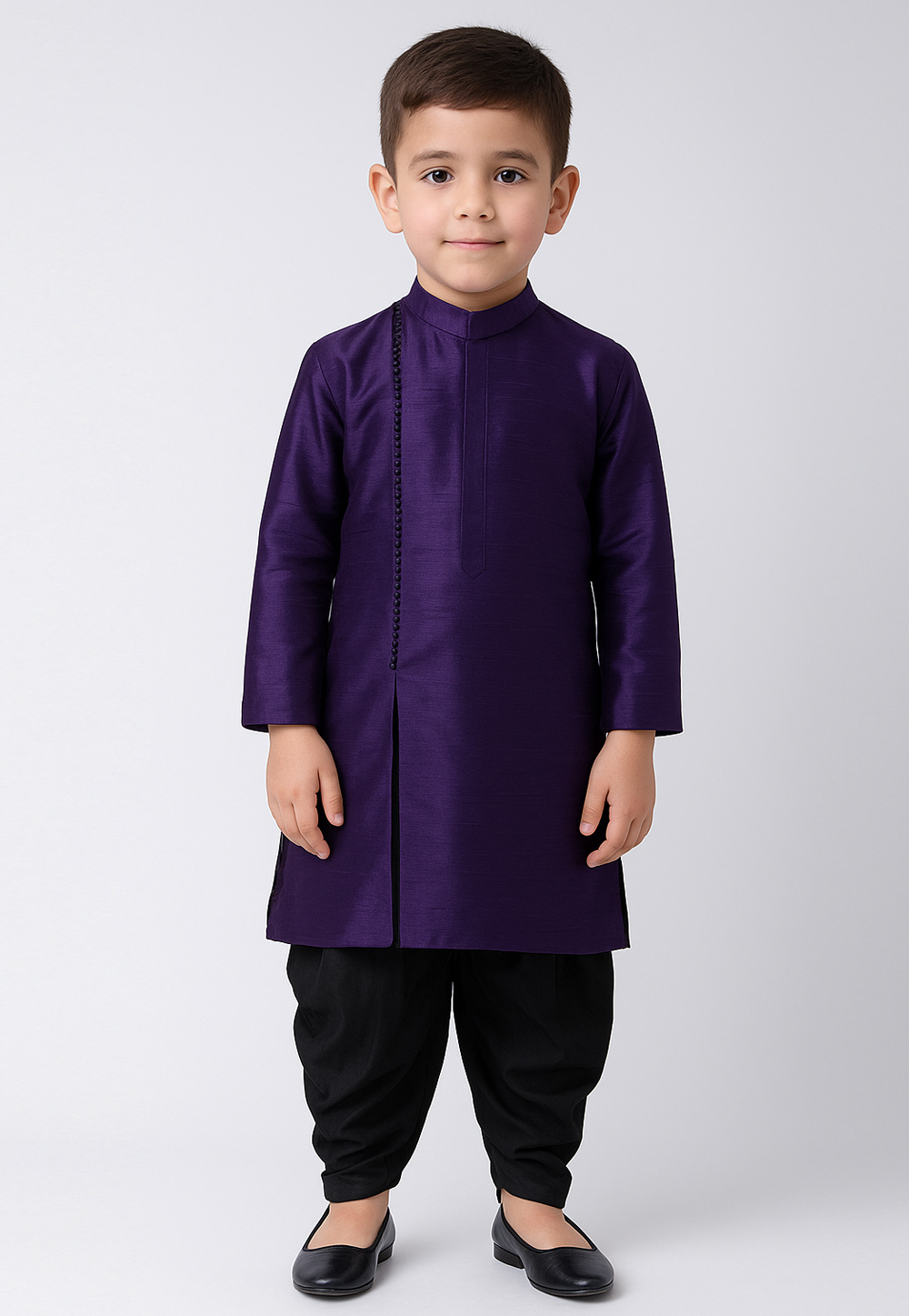 Violet Dupion Silk Kids Dhoti Kurta 320584