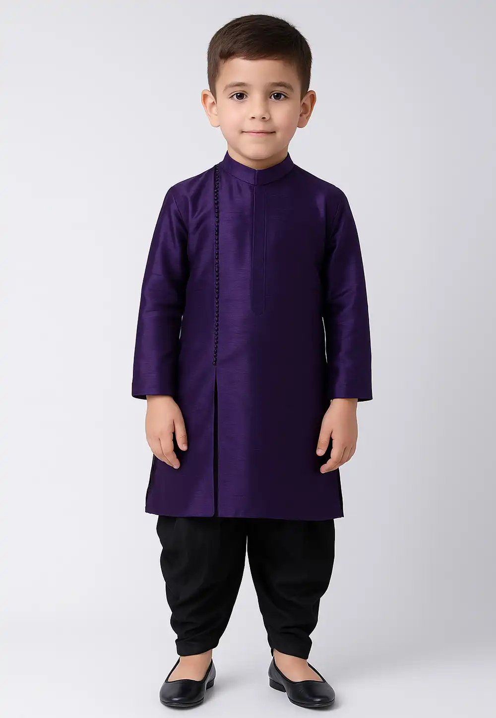 Violet Dupion Silk Kids Dhoti Kurta 320584