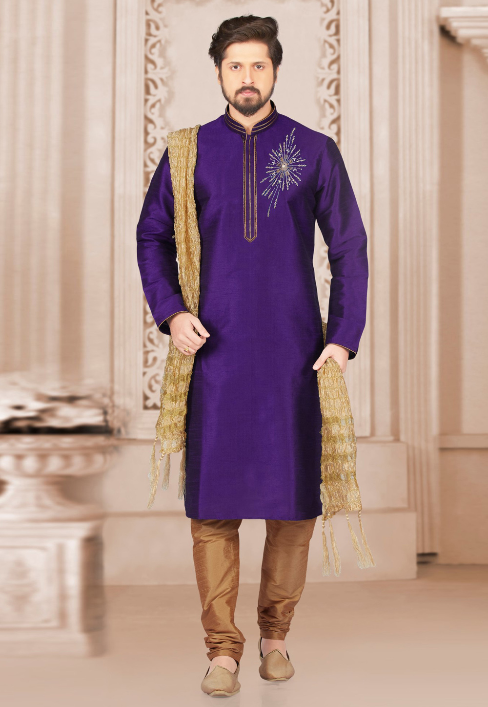 Violet Dupion Silk Kurta Pajama 311876