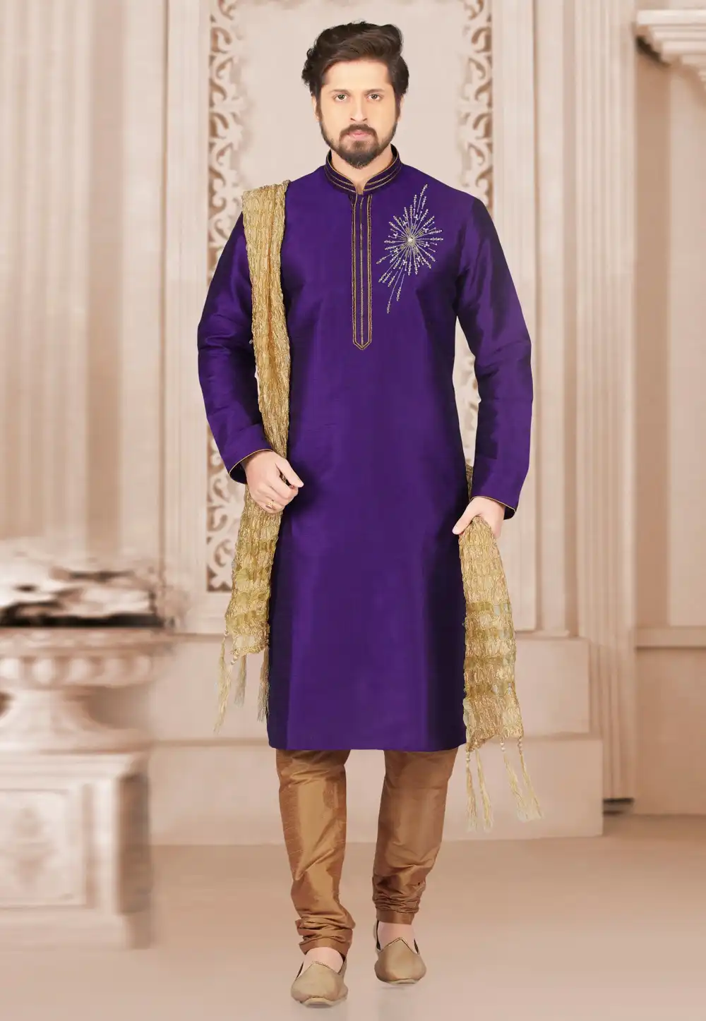 Violet Dupion Silk Kurta Pajama 311876