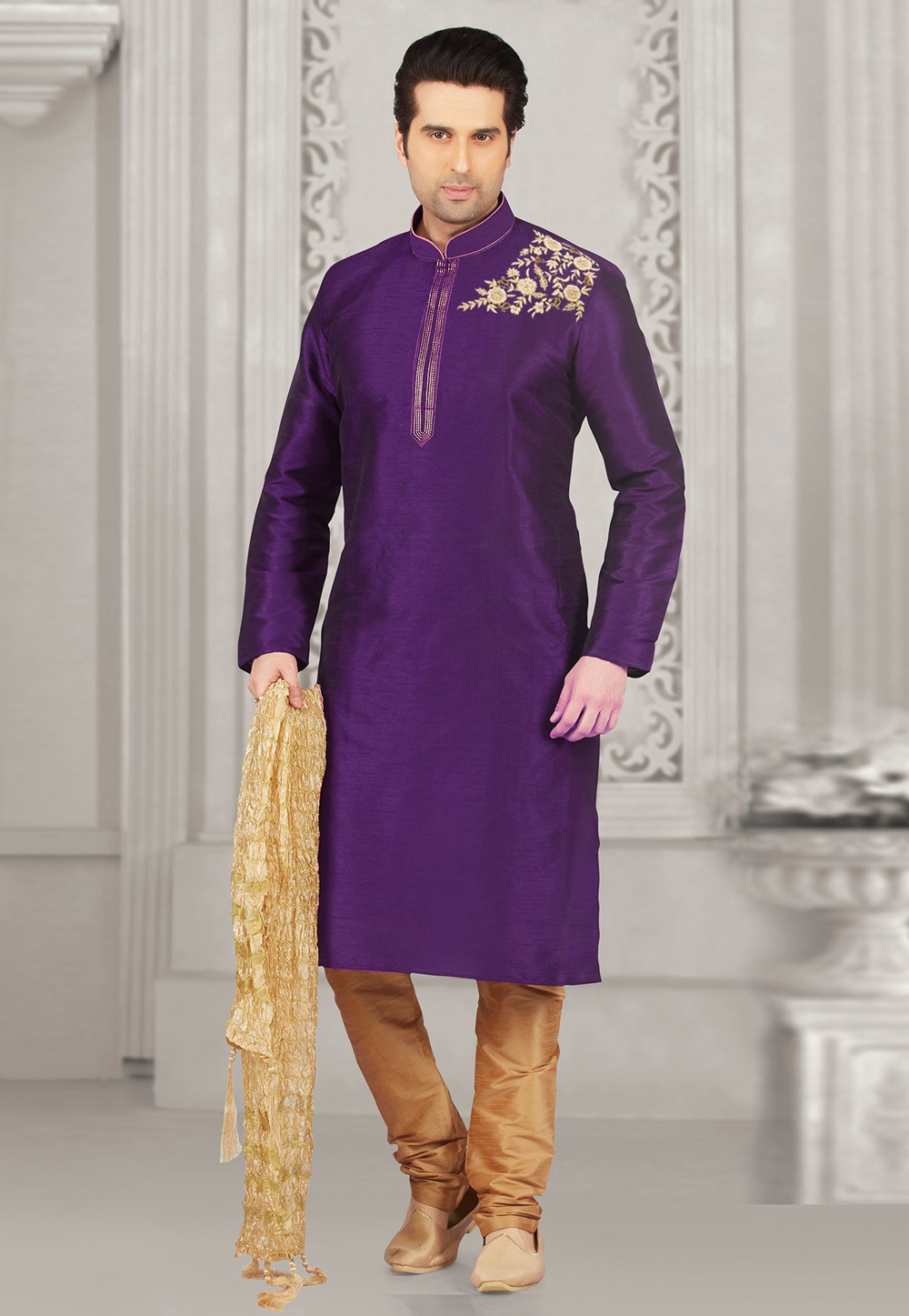 Violet Dupion Silk Kurta Pajama 311887