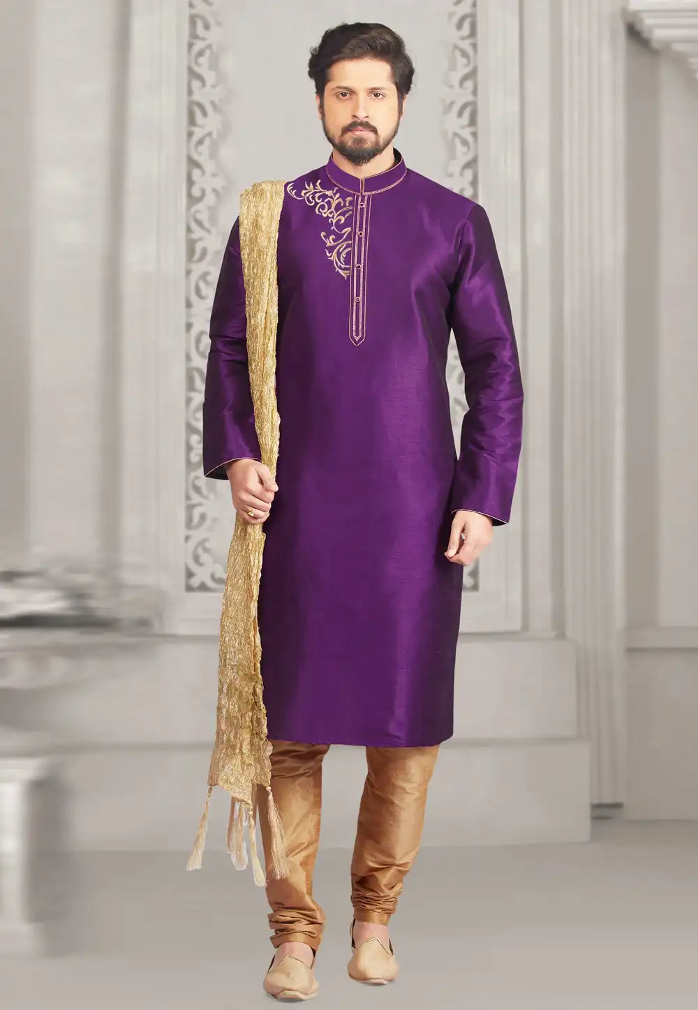 Violet Dupion Silk Kurta Pajama 312938