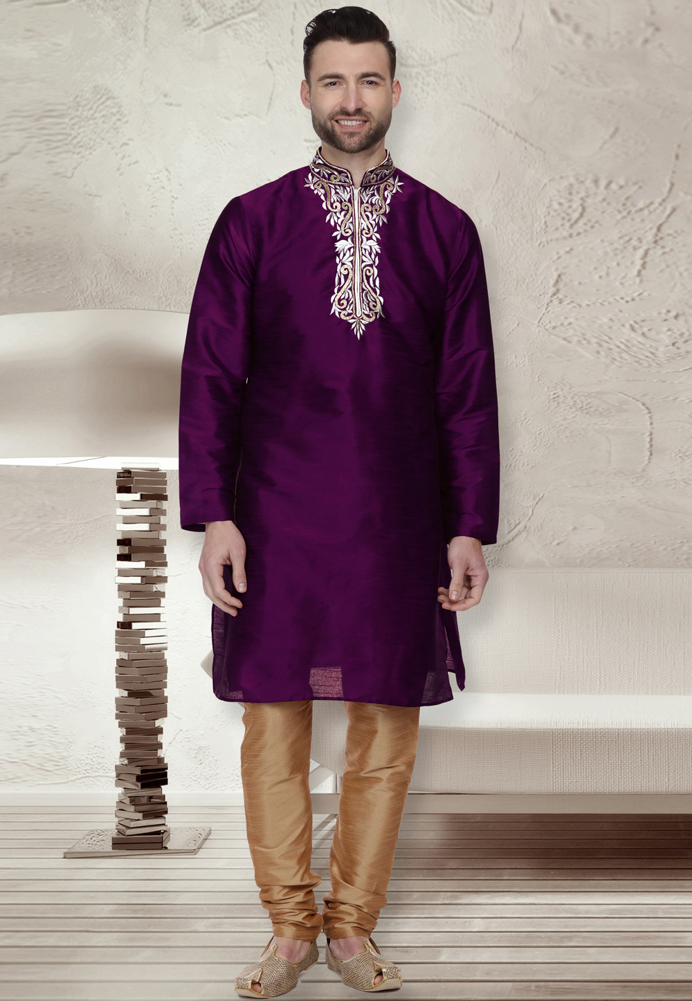 Violet Dupion Silk Kurta Pajama 279670