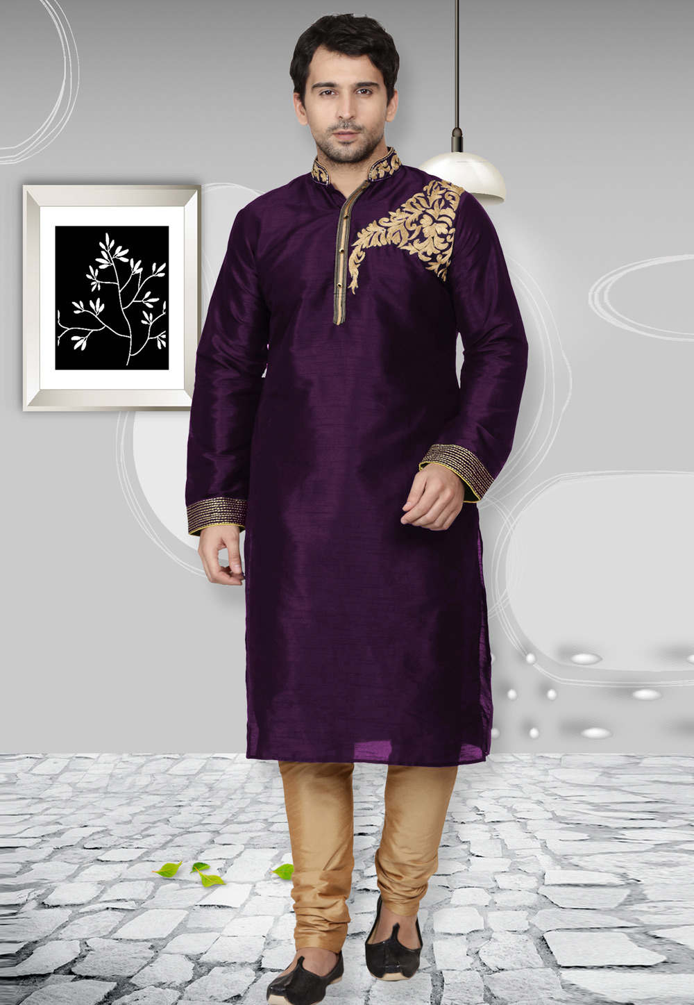 Violet Dupion Silk Kurta Pajama 279672