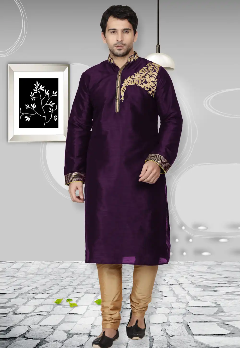 Violet Dupion Silk Kurta Pajama 279672
