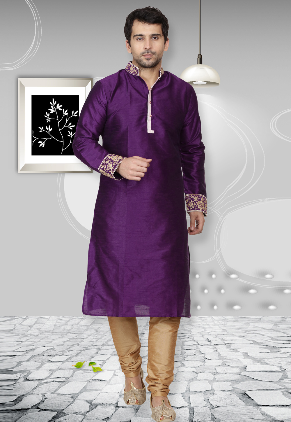 Violet Dupion Silk Kurta Pajama 279416