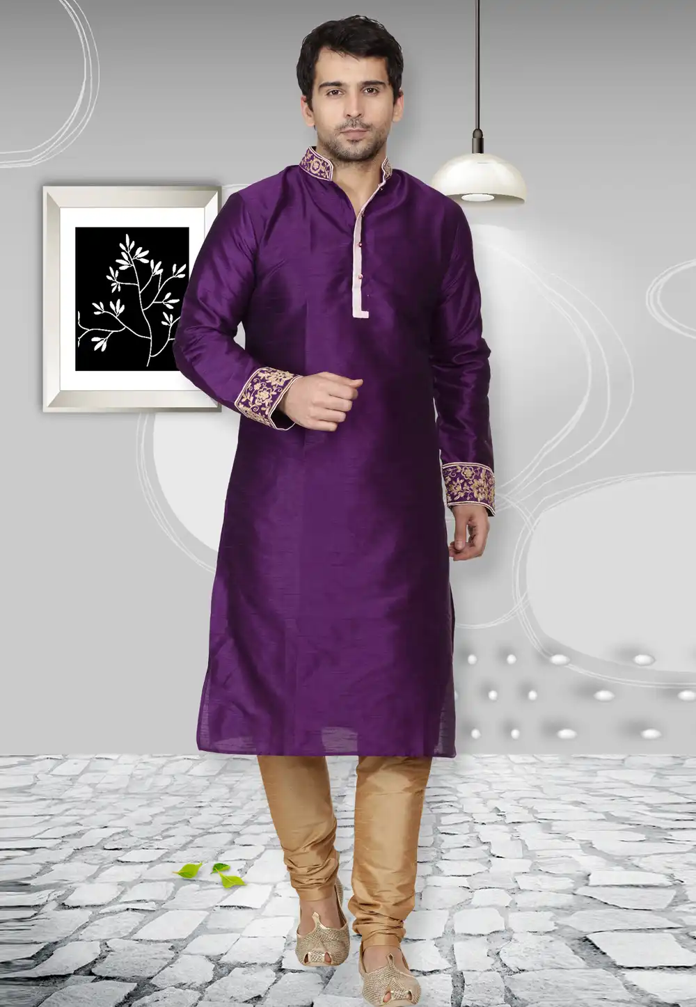 Violet Dupion Silk Kurta Pajama 279416