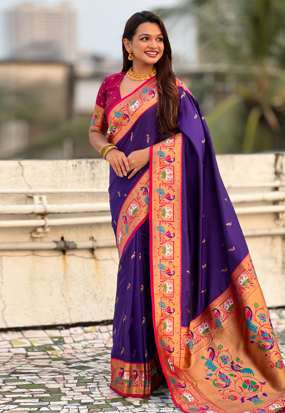 Violet Silk Paithani Saree 320657