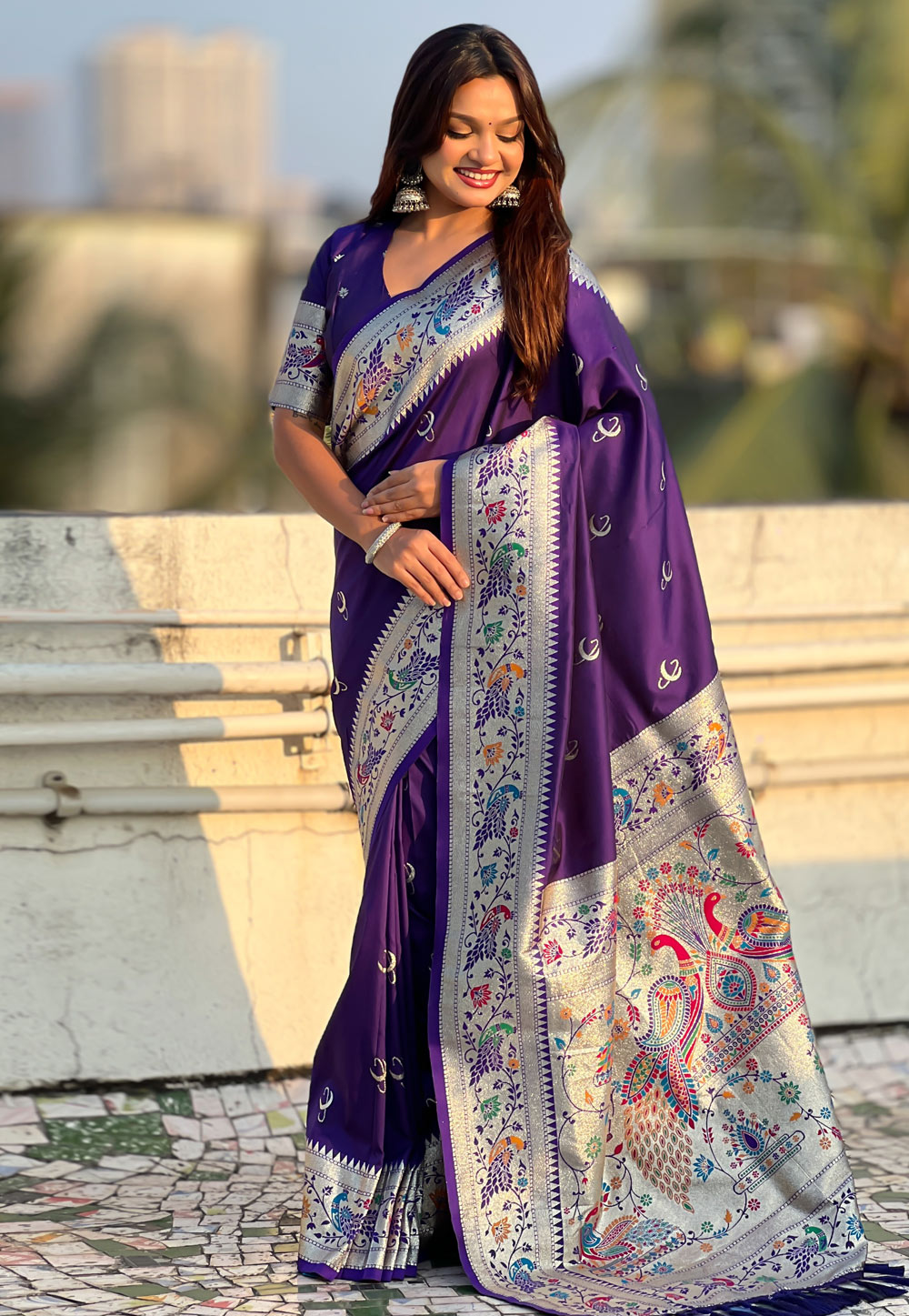 Violet Silk Paithani Saree 320673