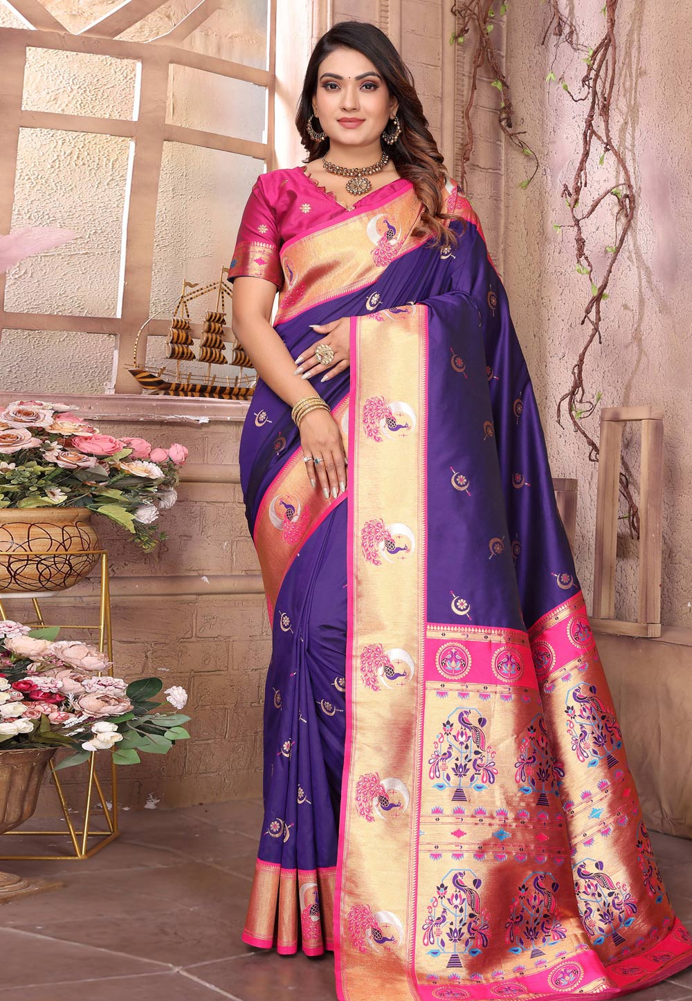 Violet Silk Paithani Saree 320638