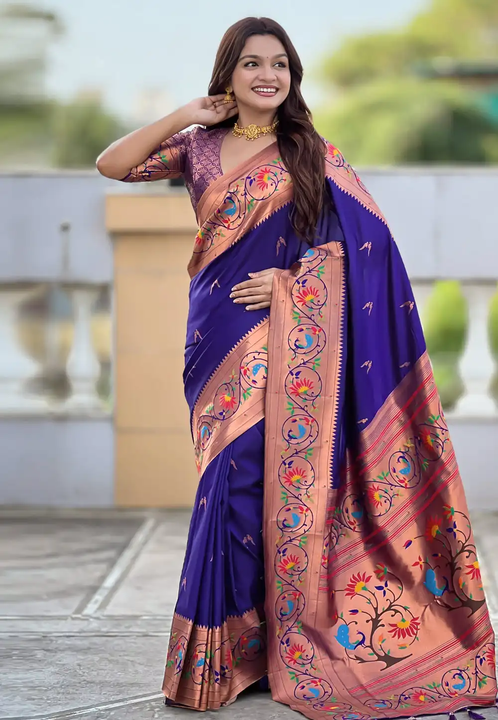 Violet Silk Paithani Saree 317677