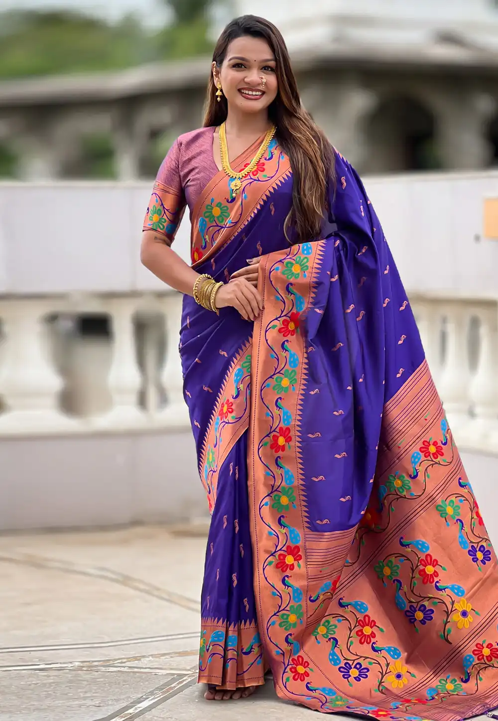 Violet Silk Paithani Saree 317685