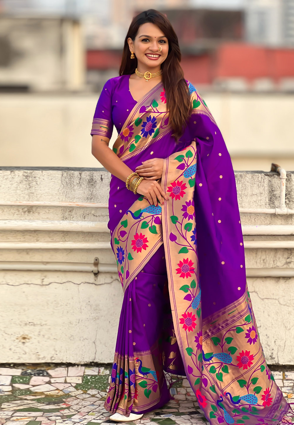 Violet Silk Paithani Saree 323582