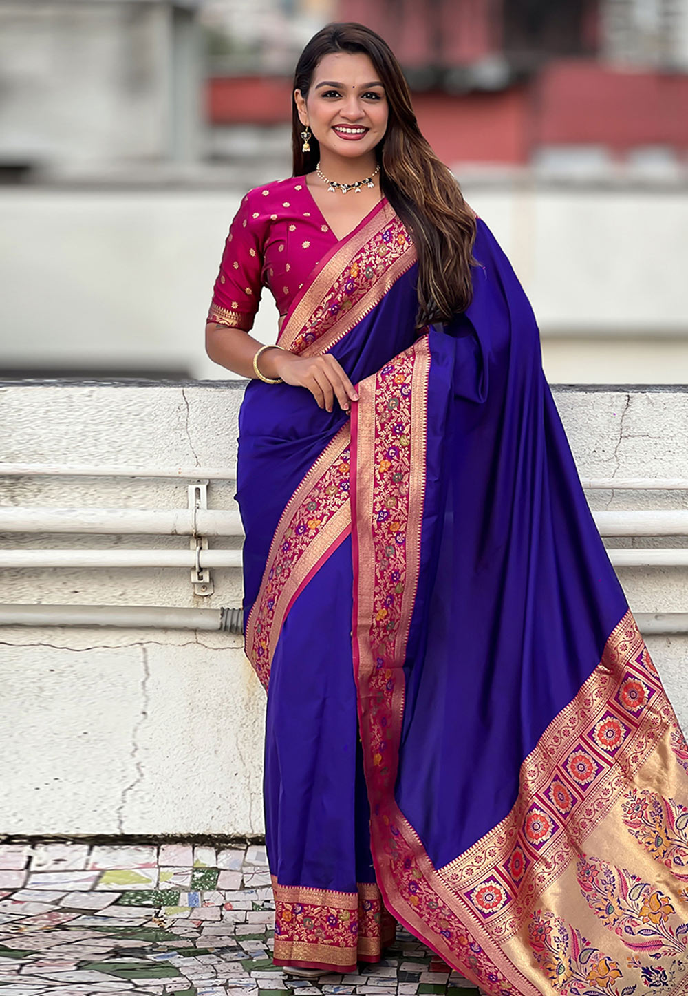 Violet Silk Paithani Saree 326698