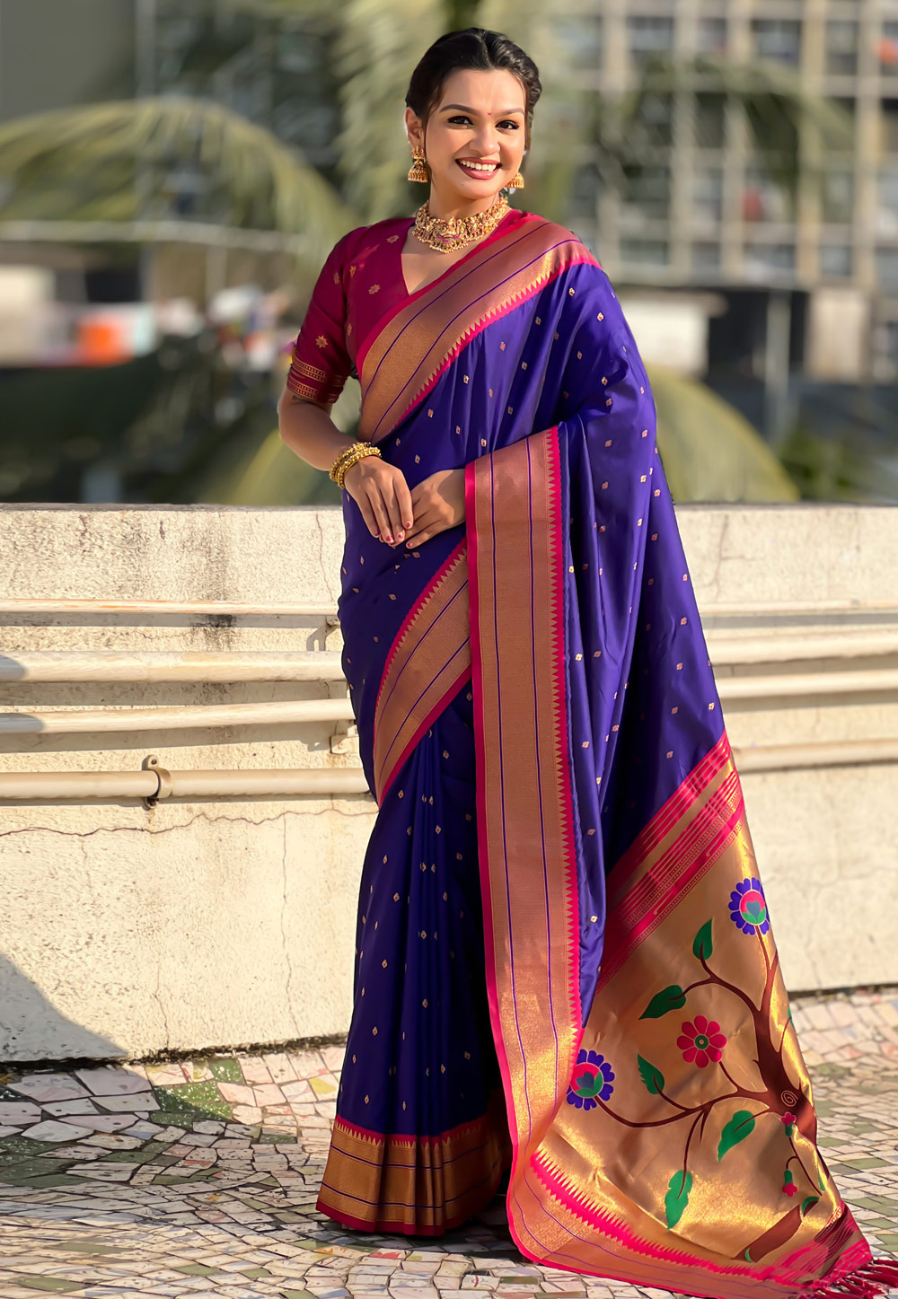 Violet Silk Paithani Saree 326730