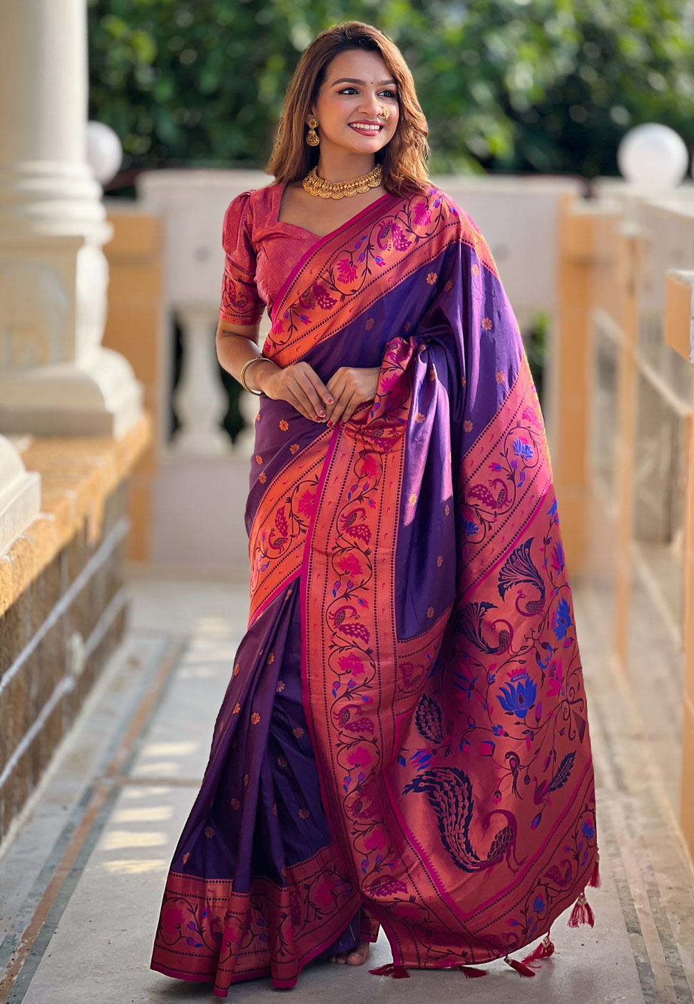 Violet Silk Paithani Saree 307231