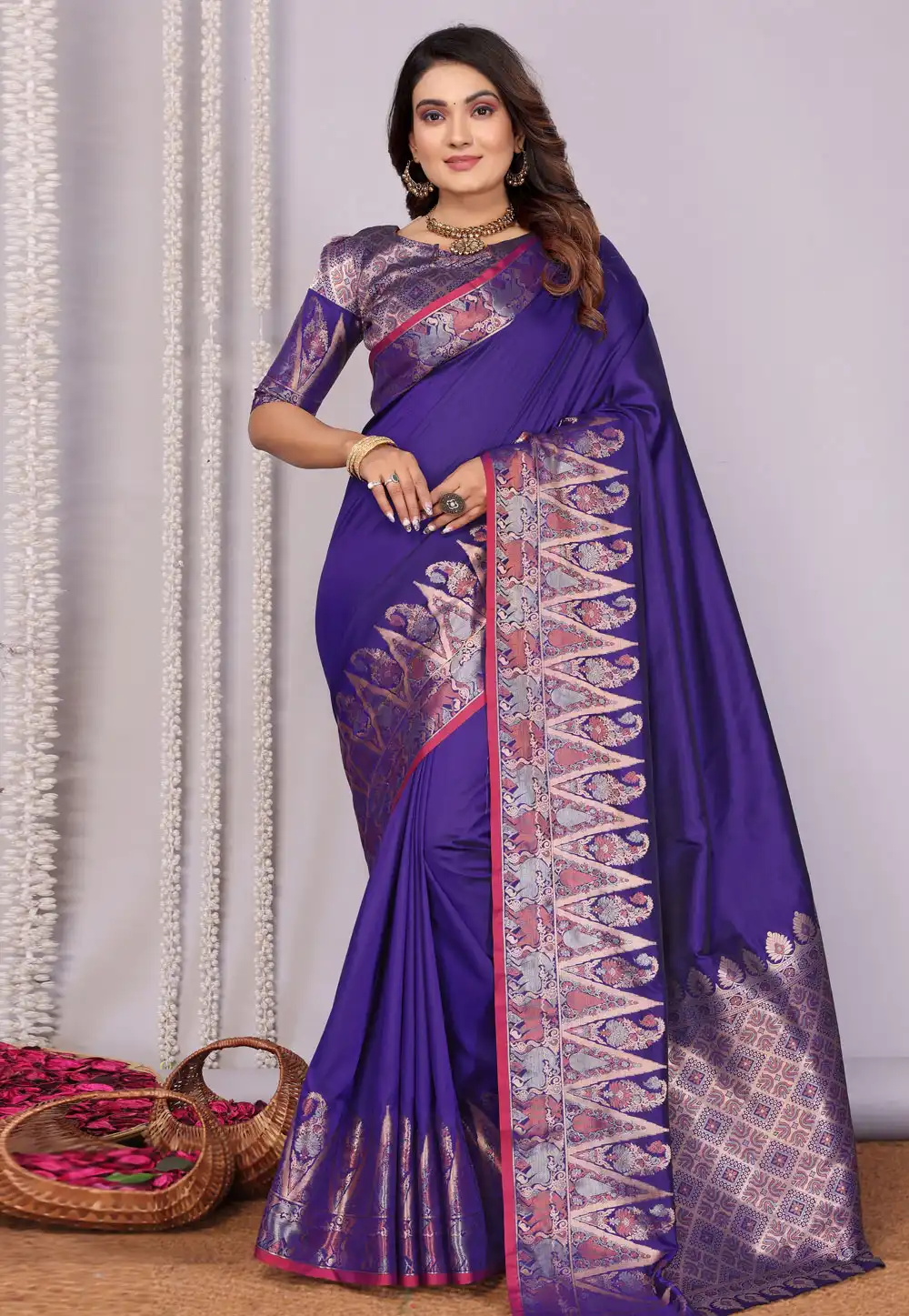 Violet Silk Saree With Blouse 320690