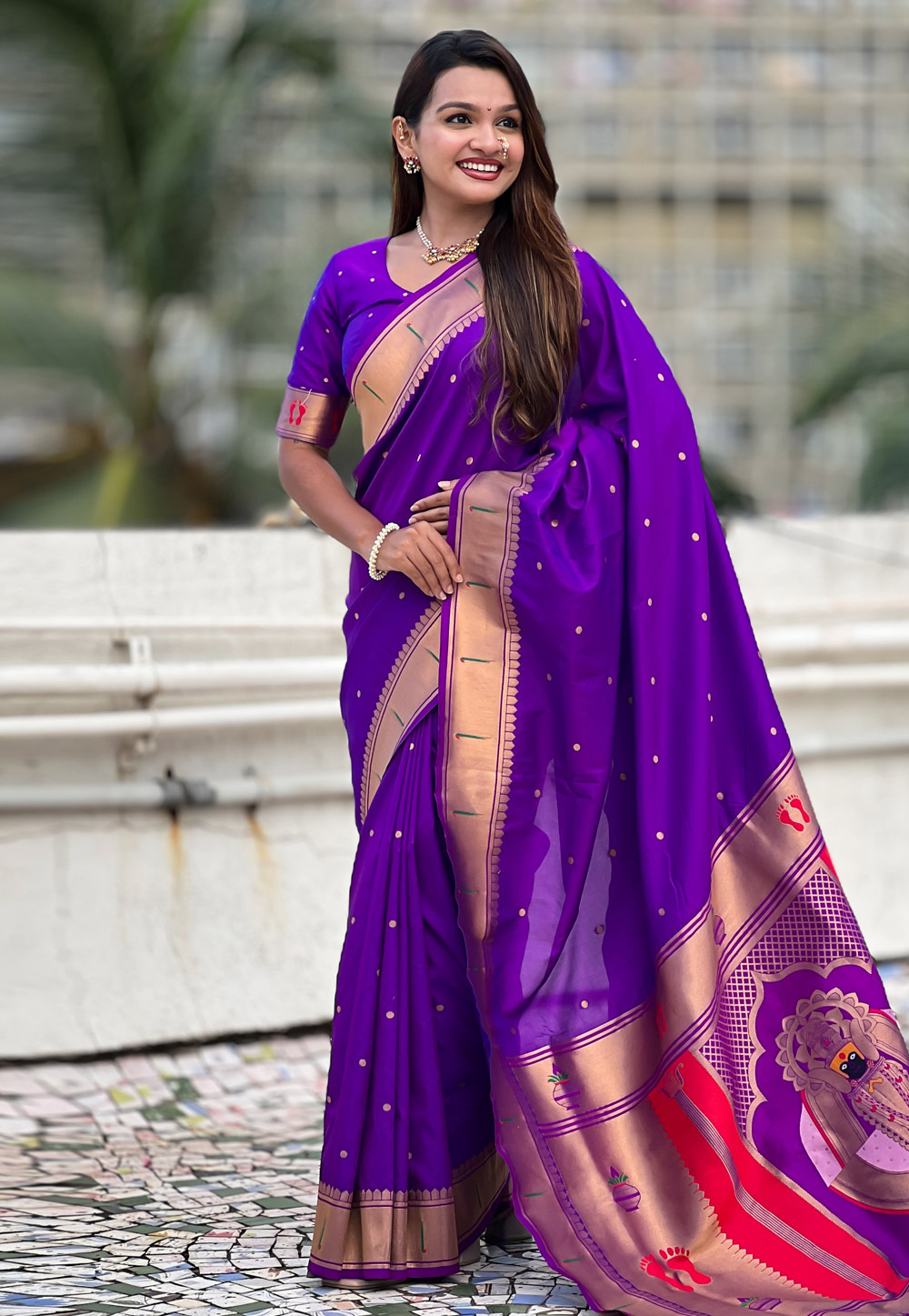 Violet Silk Saree With Blouse 321056