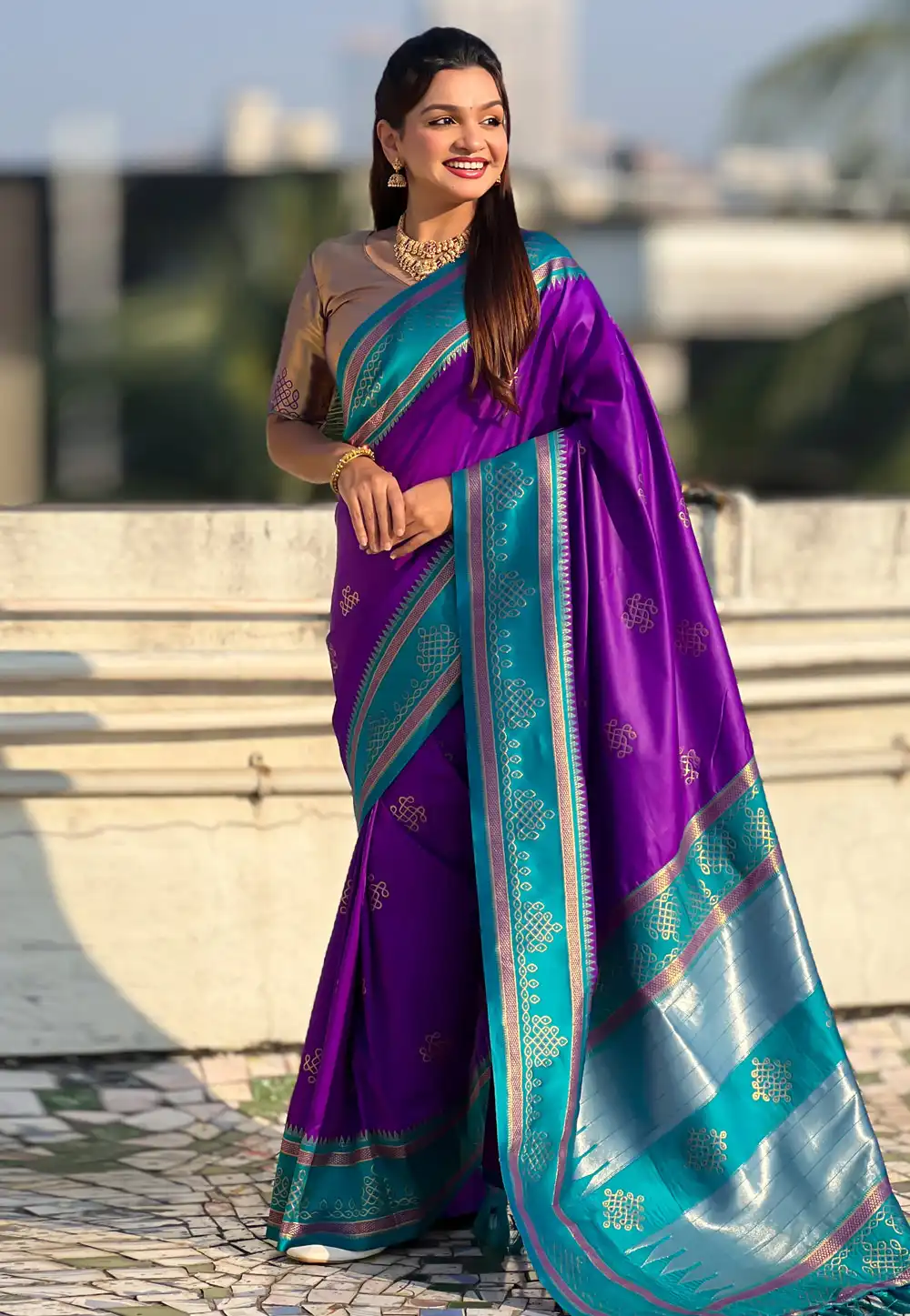 Violet Silk Saree With Blouse 321066