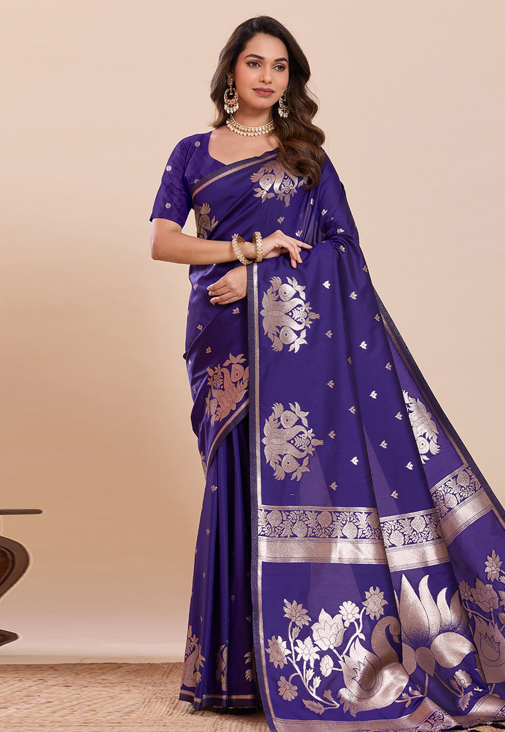 Violet Silk Saree With Blouse 325275