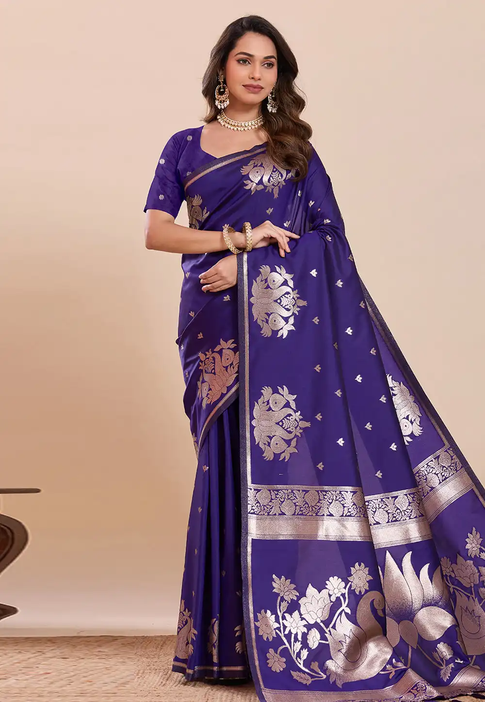 Violet Silk Saree With Blouse 325275