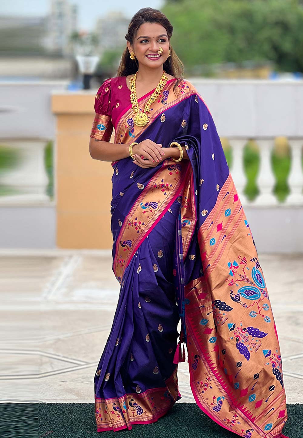 Violet Silk Saree With Blouse 322533