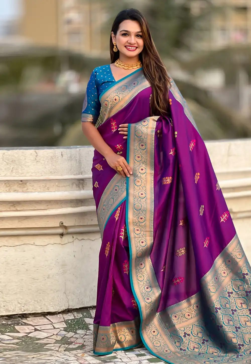 Violet Silk Saree With Blouse 308472
