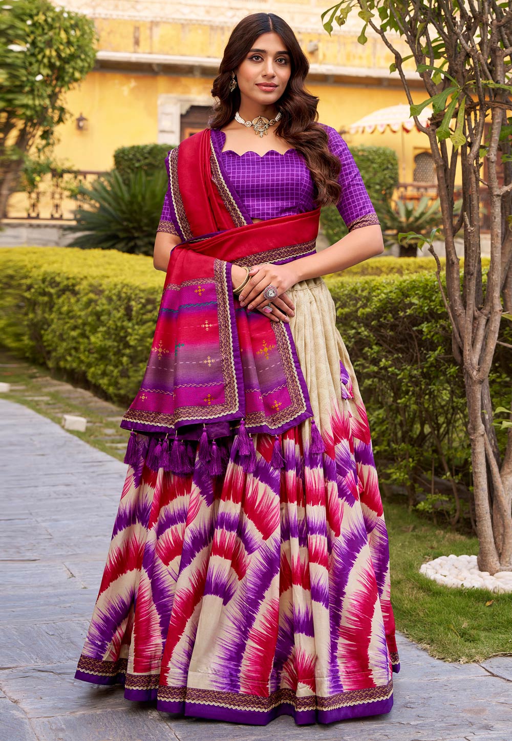 Violet Tussar Silk Lehenga Choli 324953