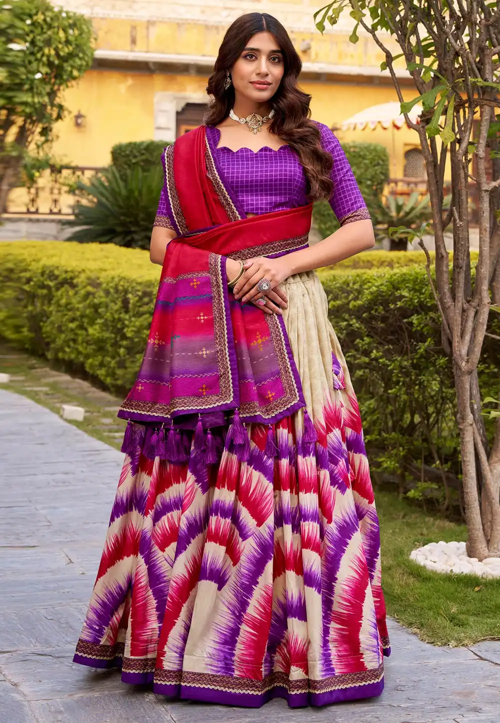 Violet Tussar Silk Lehenga Choli 324953