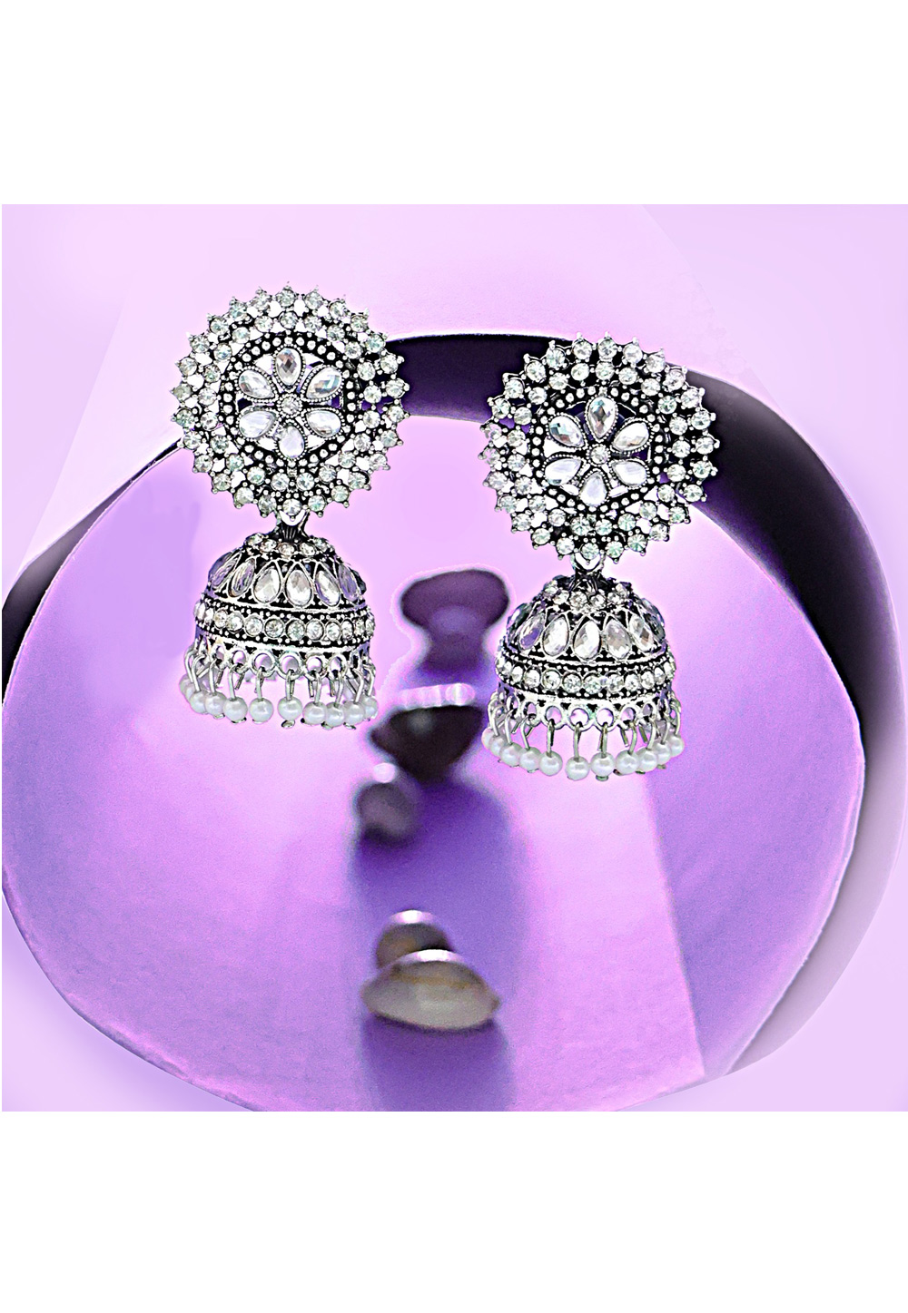 White Alloy Earrings 285053