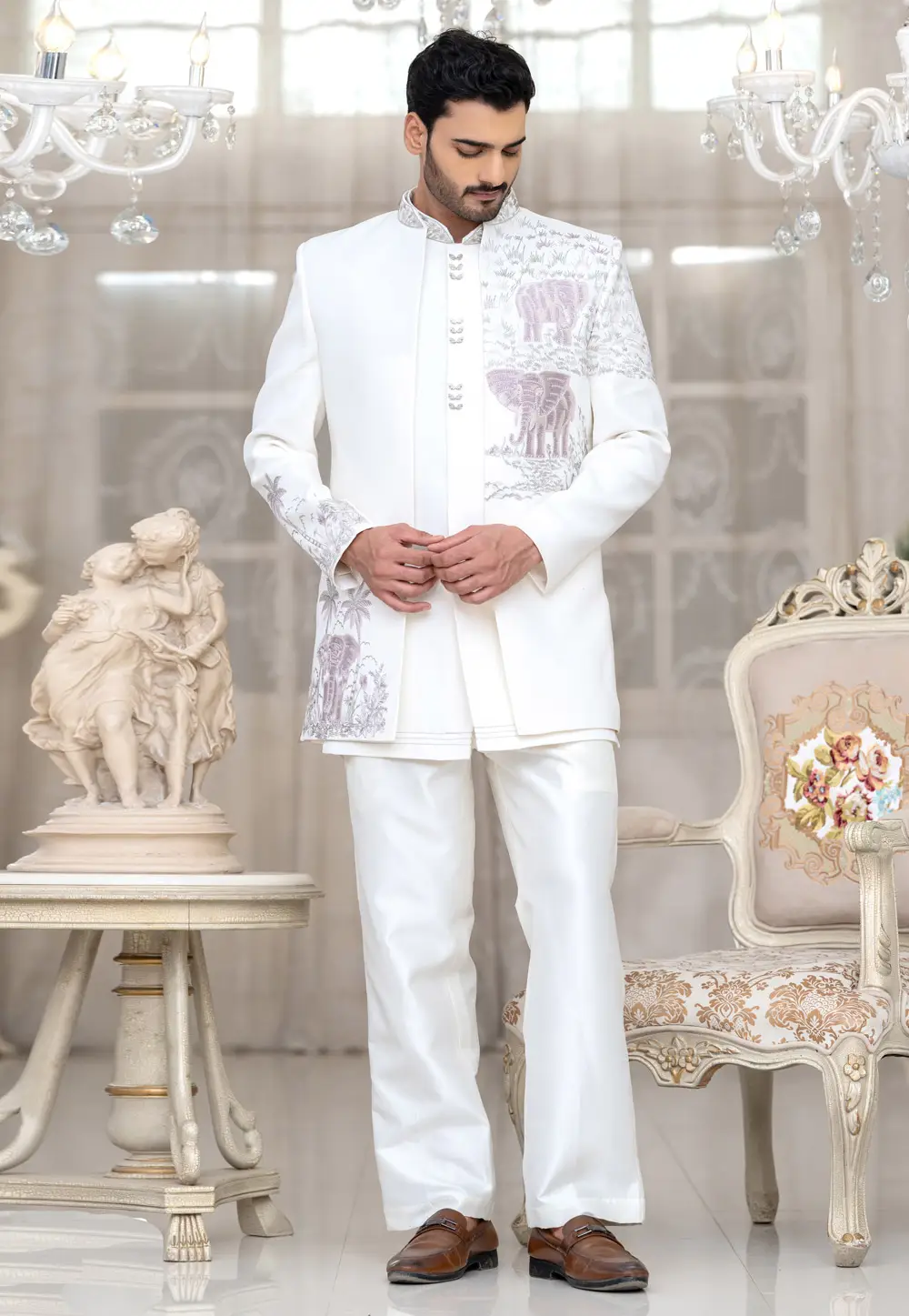 White Armani Indo Western Suit 336528