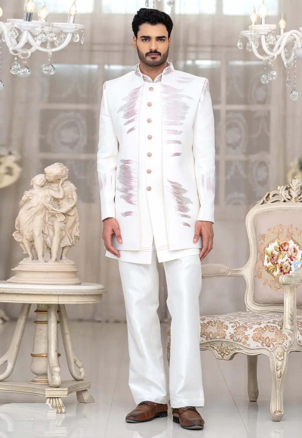 White Armani Indo Western Suit 336530