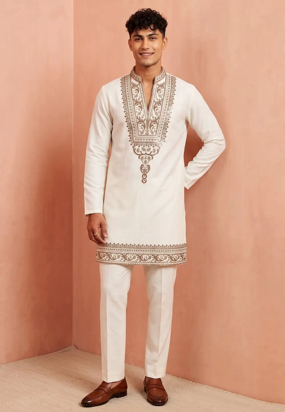 White Armani Kurta Pajama 335409