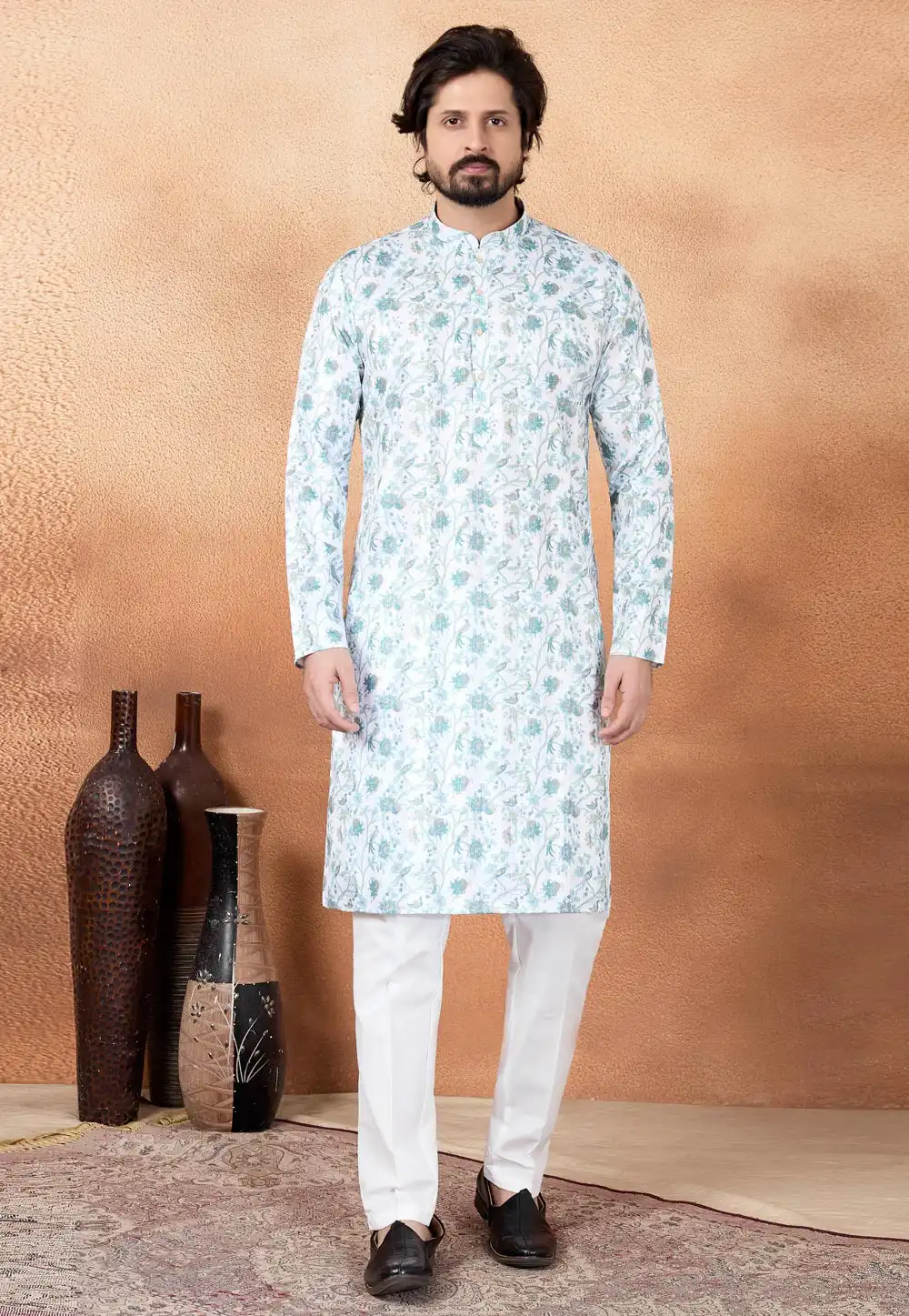 White Art Silk Kurta Pajama 323412