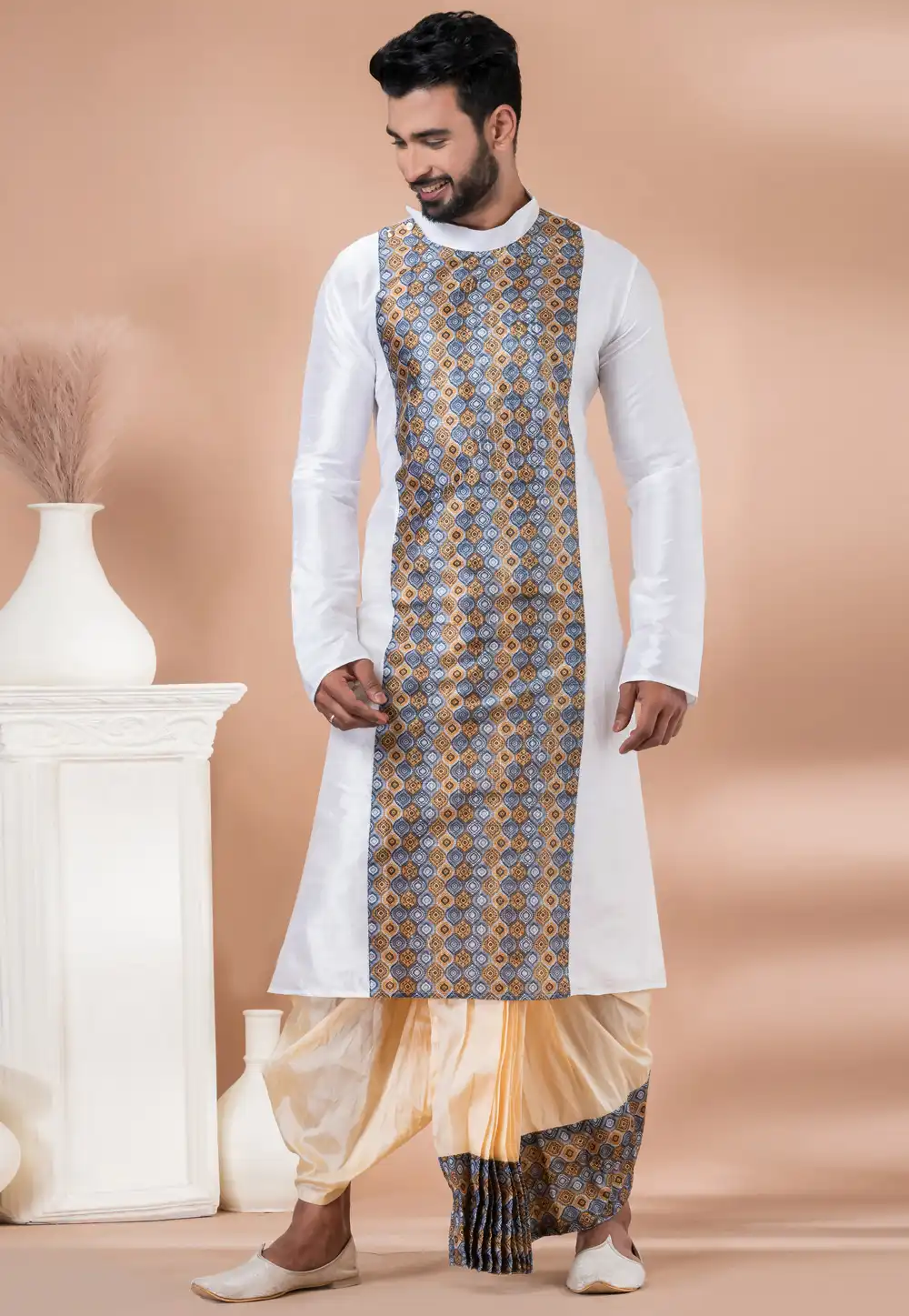 White Banarasi Dhoti Kurta 282579