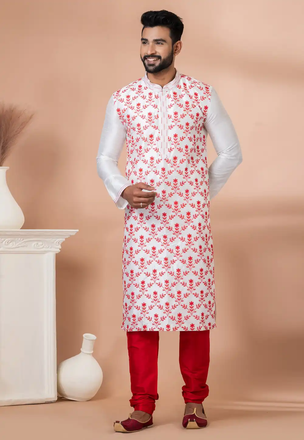 White Banarasi Kurta Pajama 282525