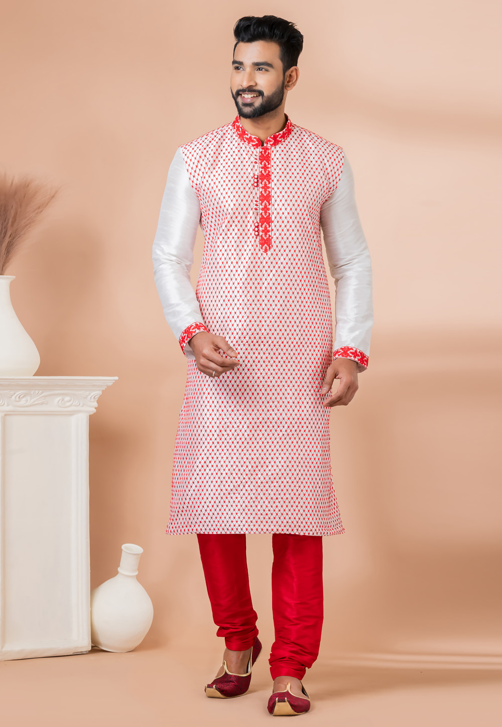 White Banarasi Kurta Pajama 282527