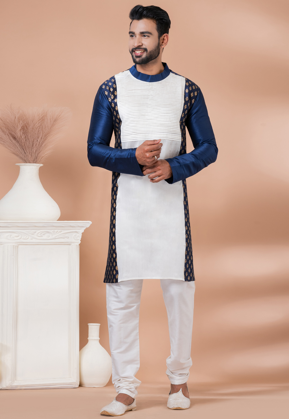 White Banarasi Kurta Pajama 282581