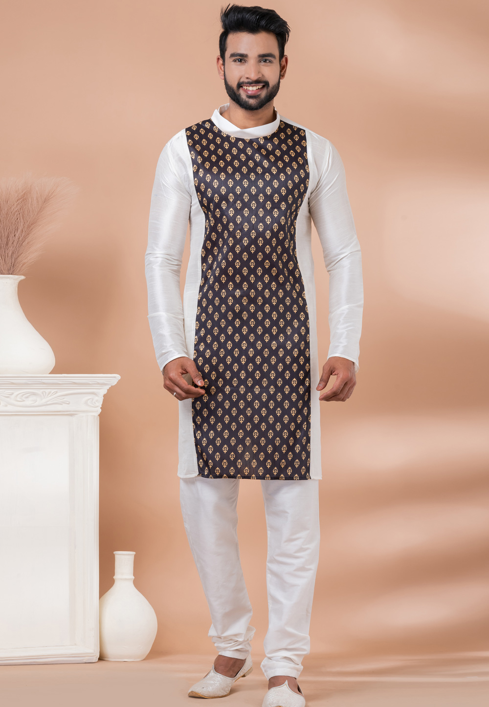 White Banarasi Kurta Pajama 282583