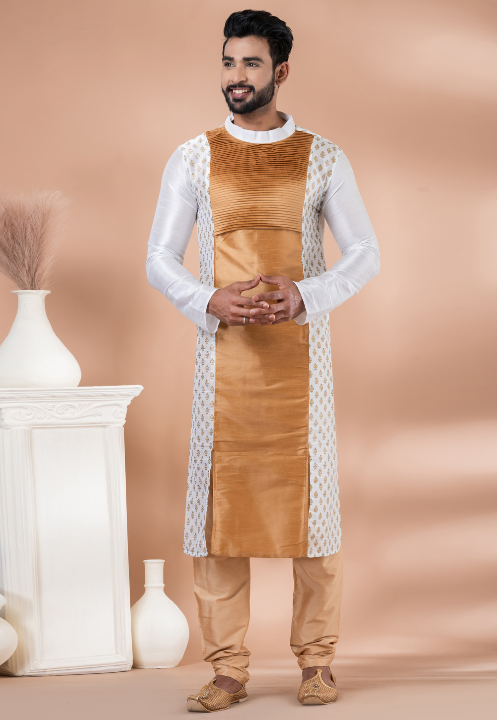White Banarasi Kurta Pajama 282594