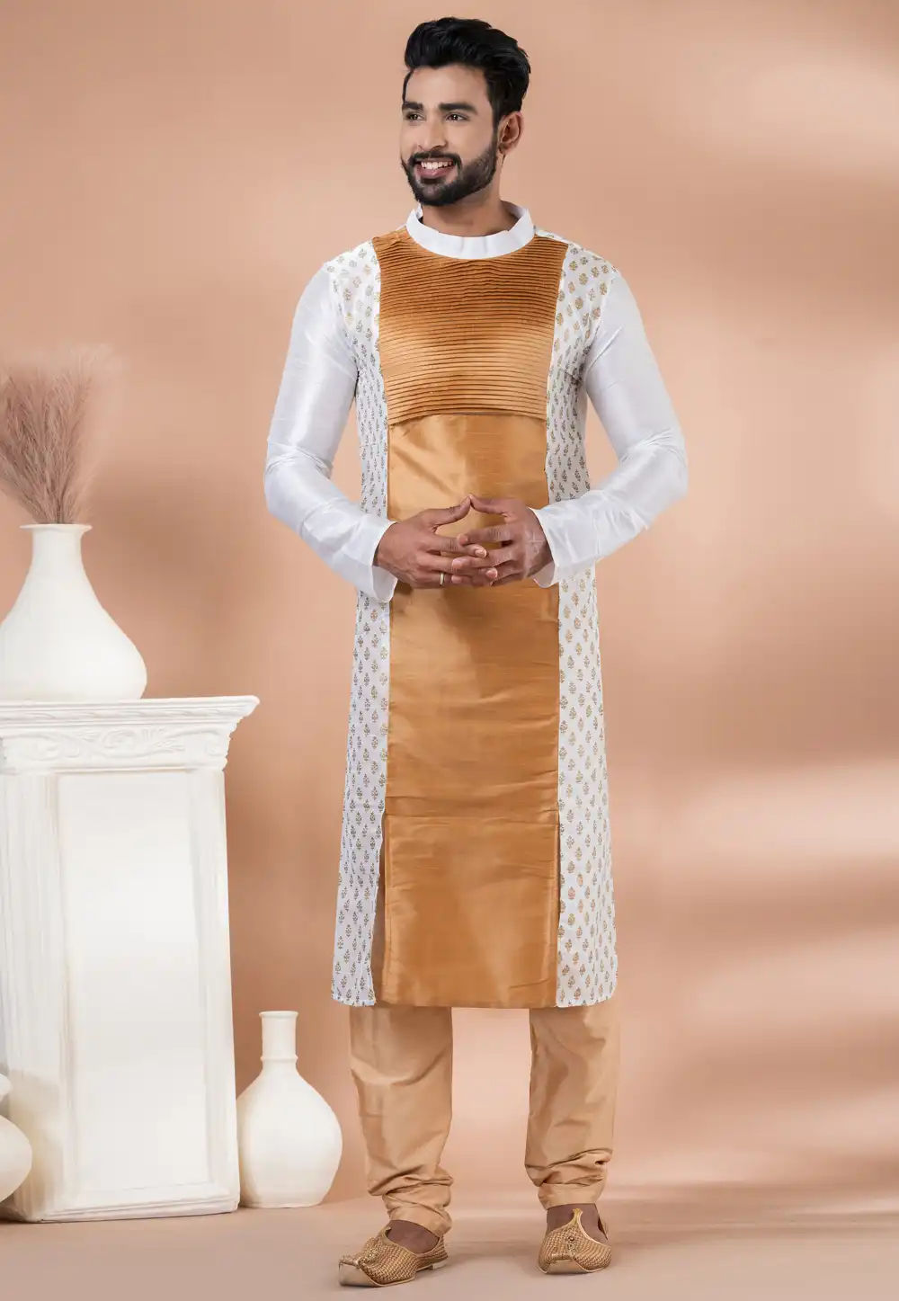 White Banarasi Kurta Pajama 282594
