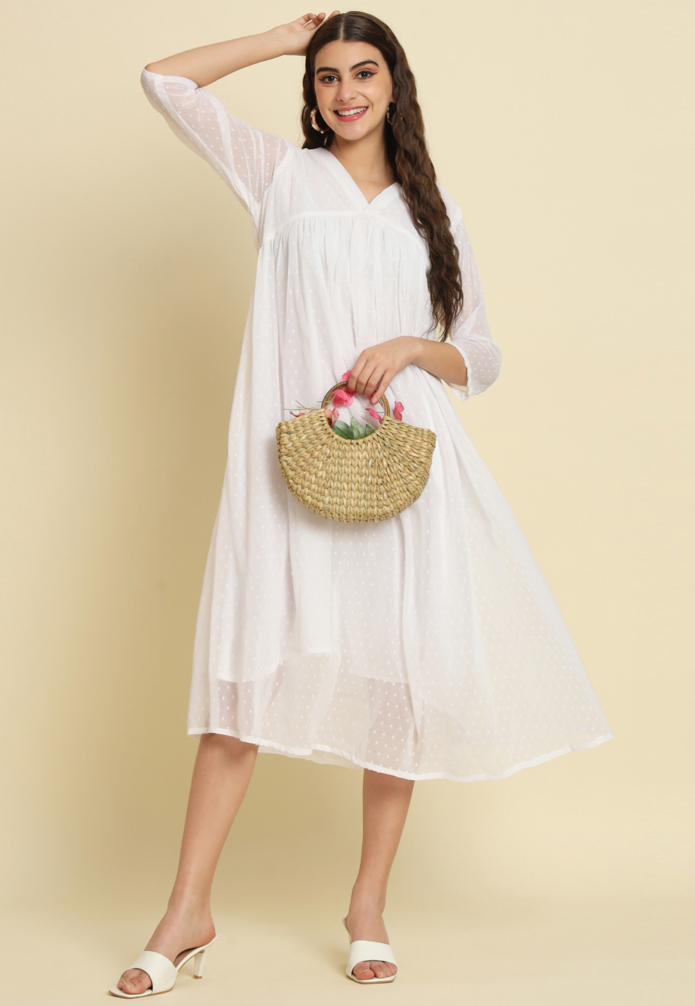 White Chiffon Gown 318421