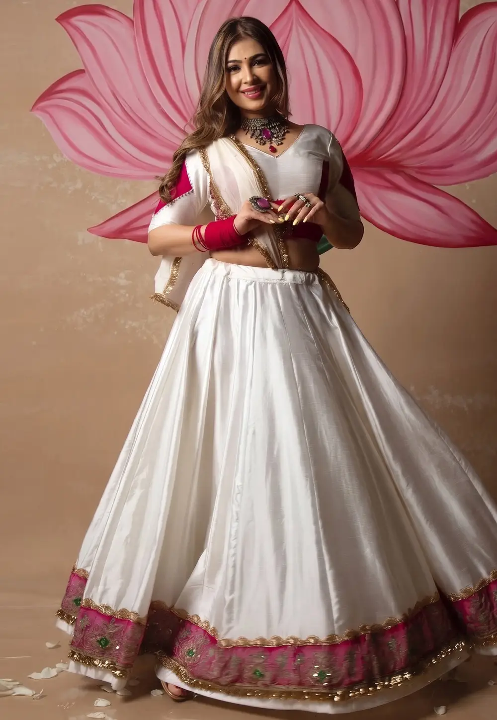White Chinon Navratri Chaniya Choli 335519