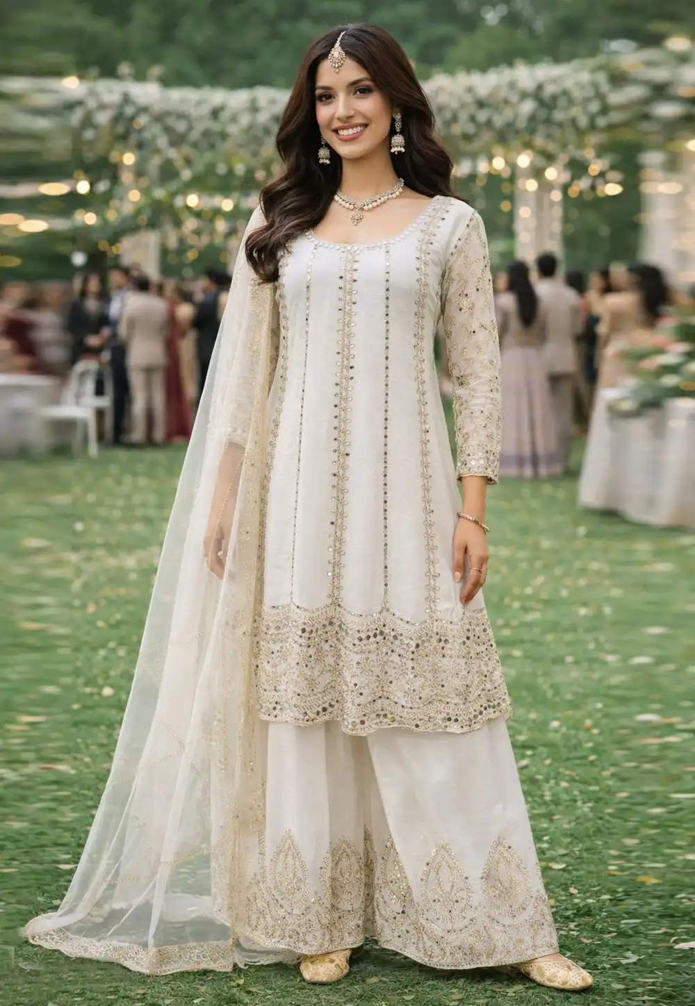 White Chinon Palazzo Suit 323913