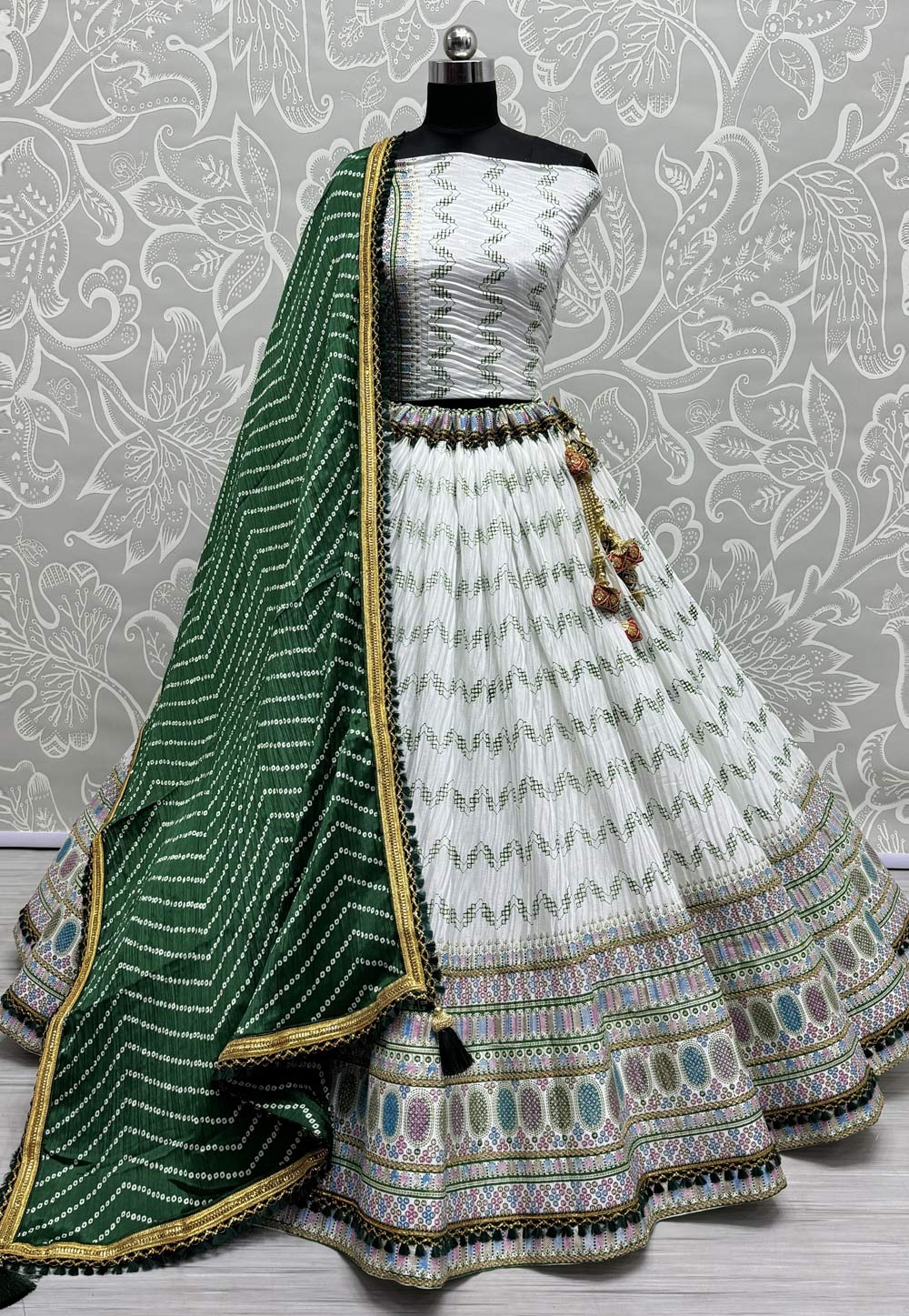 White Chinon Wedding Lehenga Choli 284498